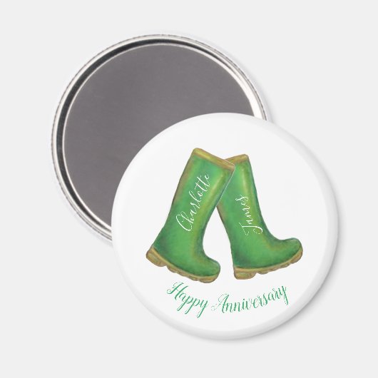 55th of any smarald bruiloft welgetrouw boot magneet (Voorkant / Achterkant)