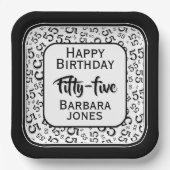 55th Party Random Number Pattern Black/White Papieren Bordje (Voorkant)