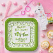 55th Party Random Number Pattern Green/White Papieren Bordje (Feest)