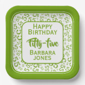 55th Party Random Number Pattern Green/White Papieren Bordje (Voorkant)