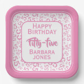 55th Party Random Number Pattern Pink/White Papieren Bordje (Voorkant)