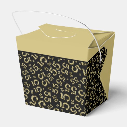 55th Verjaardag Zwart/Goud Willekeurig Nummerpatro Bedankdoosjes (Achterkant)