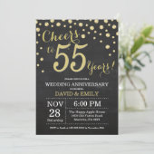 55th Wedding Jubileum Chalkboard Black en Gold Kaart (Staand voorkant)
