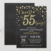 55th Wedding Jubileum Chalkboard Black en Gold Kaart (Voorkant / Achterkant)