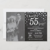 55th Wedding Jubileum Chalkboard Black Silver Kaart (Voorkant)