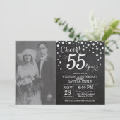 55th Wedding Jubileum Chalkboard Black Silver Kaart (Staand voorkant)