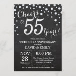 55th Wedding Jubileum Chalkboard Black Silver Kaart<br><div class="desc">55e bruiloft Jubileum Chalkboard Black en Silver Invitation. Vijfenvijftig Jubileum. Chalkboard Black en Silver Glitter Diamond Background Zilveren Confetti. Volwassen verjaardag. Vrouw of Man Man Birthday Party. Voor verdere aanpassing,  te klikken gelieve de knoop "van de Aanpassing het"en ons ontwerphulpmiddel te gebruiken om deze sjabloon te wijzigen.</div>