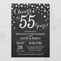 55th Wedding Jubileum Chalkboard Black Silver