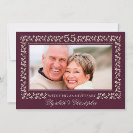 55th Wedding Jubileum Plum Bronze Foto Kaart