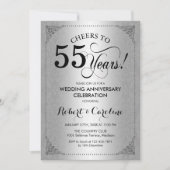 55th Wedding Jubileum - Silver Black Damask Kaart (Voorkant)