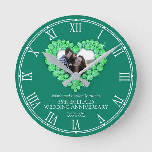 55th wedding verjaarary green emerald ronde klok (Voorkant)