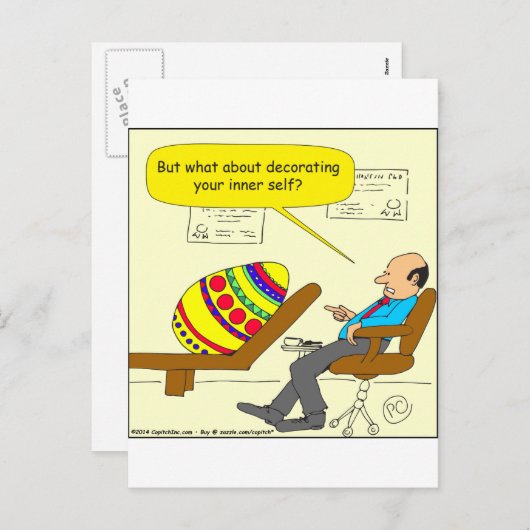 562 Easter Egg innerlijke zelf cartoon Feestdagenkaart (Voorkant / Achterkant)