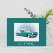 '56 Blauwgroen Chevy-uitnodiging Kaart (Staand voorkant)