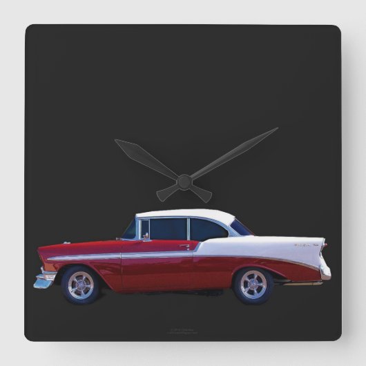 '56 CHEVY BEL AIR CLOCK VIERKANTE KLOK (Voorkant)