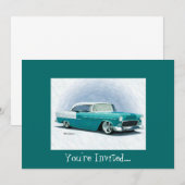 "56 Chevy - Blauwgroen uitnodigingen (Voorkant / Achterkant)