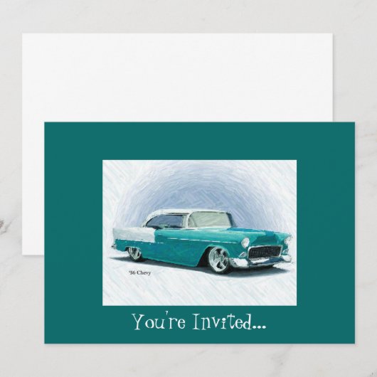 "56 Chevy - Blauwgroen uitnodigingen (Voorkant / Achterkant)