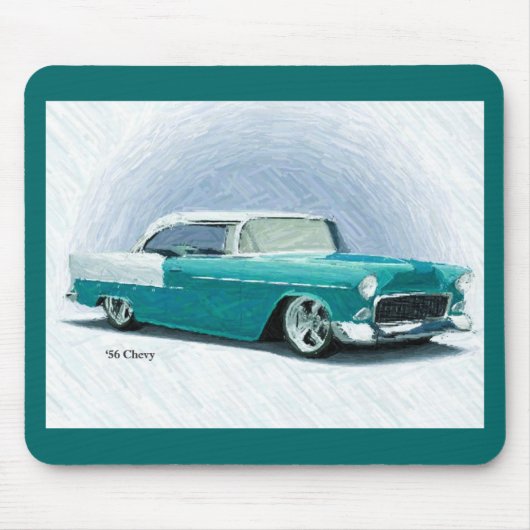 "56 Chevy - Turquoise Digital Art Mousepad Muismat (Voorkant)