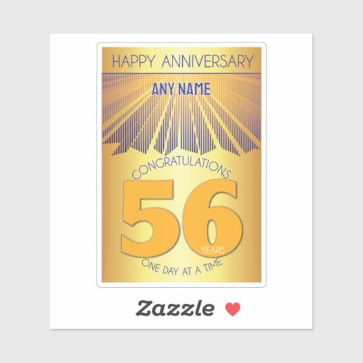 56 Jaar | Golden Ray 12 Stappen AANGEPASTE NAAM Sticker (Vel)