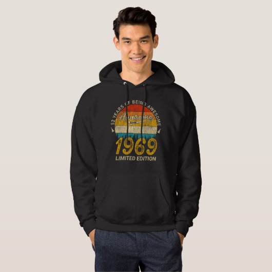 56 jaar oud 1969 Retro Geweldige 56ste verjaardags Hoodie (Voorkant volledig)