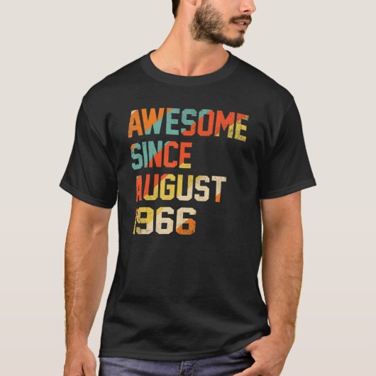 56 jaar oude Geweldige Funny sinds augustus 1966 5 T-shirt (Voorkant)