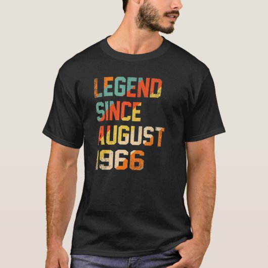56 Years Old  Legend Since August 1966th Birthday T-shirt (Voorkant)