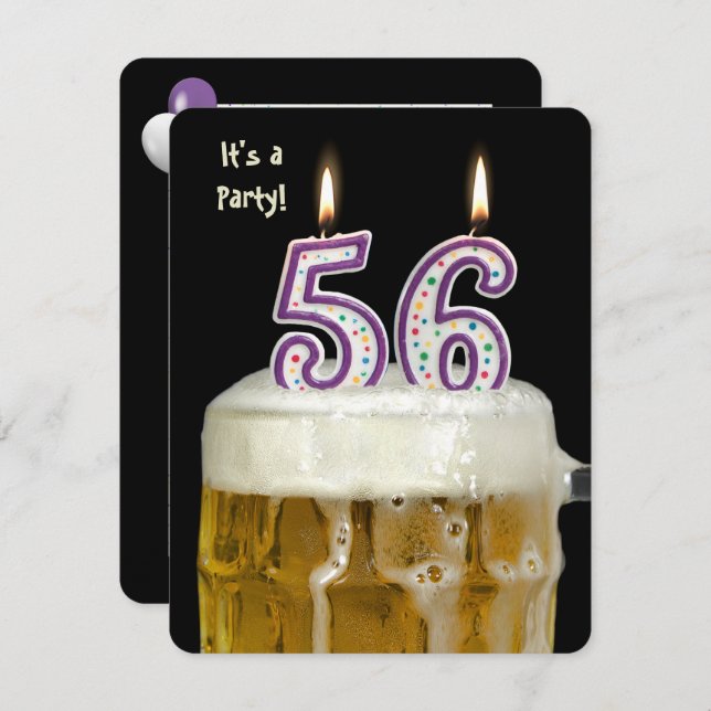 56e Birthday Beer Party Kaart (Voorkant / Achterkant)