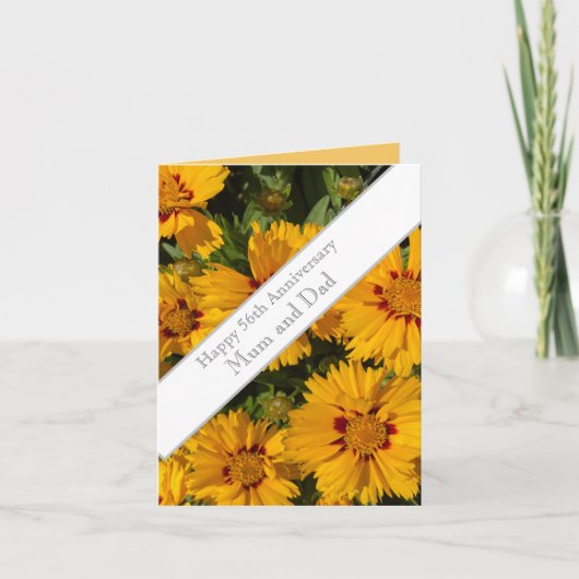 56e bruiloft Jubileum goudsbloem Kaart (Voorkant)