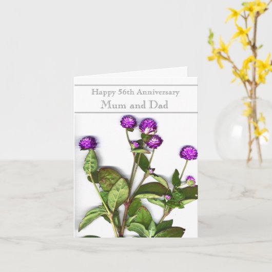 56e bruiloft Jubileum Wereldbol Amaranth Flower Kaart (Gele Bloem)