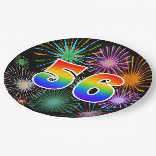 56e Evenement - Leuk, Kleurrijk, Vet, Regenboog 56 Papieren Bordje (Gekanteld)