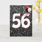 56e geboortedag ballonnen op zwarte Glitter Kaart (Gele Bloem)