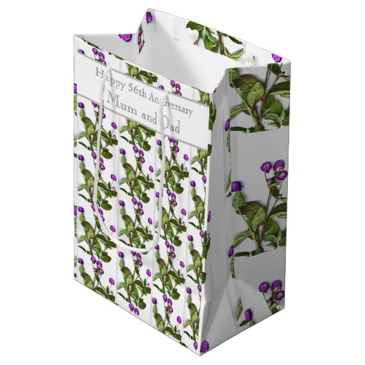 56e Jubileum Wereldbol Amaranth Medium Cadeauzakje (Voorkant Gekanteld)