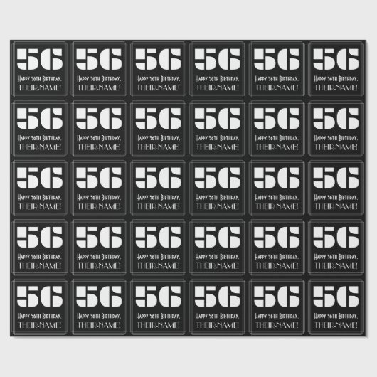 56e verjaardag: Art Deco geïnspireerd look "56" &  Cadeaupapier (Vlak)