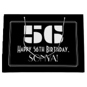 56e verjaardag ~ Art Deco Geïnspireerde look "56" Groot Cadeauzakje (Voorkant)