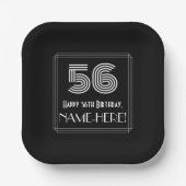 56e verjaardag — Art Deco Geïnspireerde look "56"  Papieren Bordje (Voorkant)