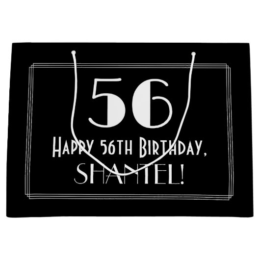 56e verjaardag: Art Deco geïnspireerde stijl "56", Groot Cadeauzakje (Voorkant)
