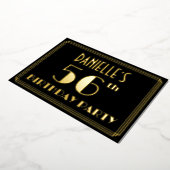 56e verjaardag: Art Deco Kijk "56", met naam Folie Uitnodiging (Gedraaid)