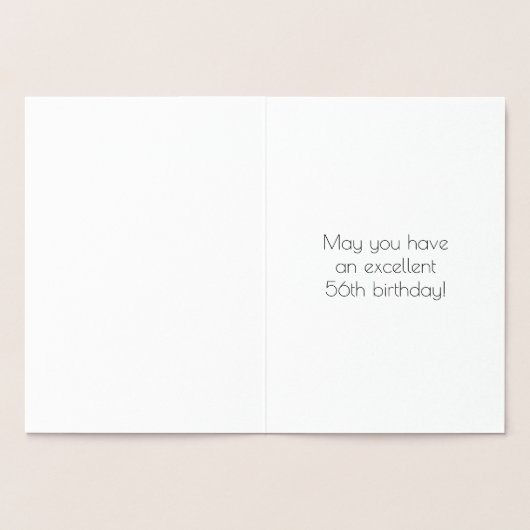 56e verjaardag ~ Art Deco stijl "56" & aangepaste Folie Kaarten (Binnen)