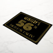 56e verjaardag — Art Deco Style "56" + Naam Folie Uitnodiging (Gedraaid)