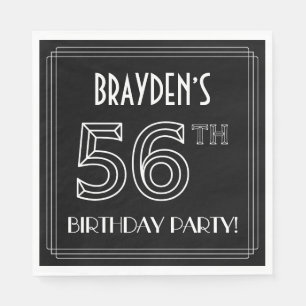 56e verjaardag: Art Deco Style + aangepaste naam Servet