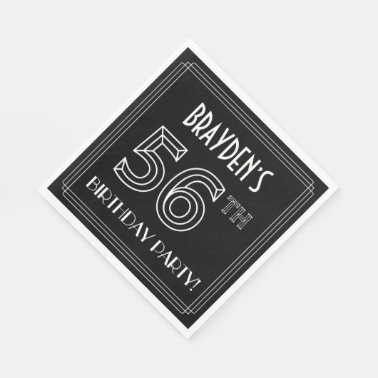 56e verjaardag: Art Deco Style + aangepaste naam Servet (Hoek)