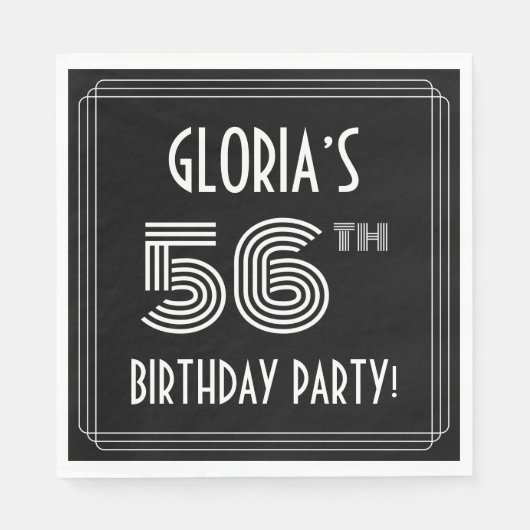 56e verjaardag: Art Deco Style + aangepaste naam Servet (Voorkant)