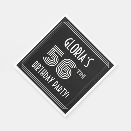 56e verjaardag: Art Deco Style + aangepaste naam Servet (Hoek)