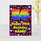 56e verjaardag: Beeldende hartenpatronen, regenboo Kaart (Gele Bloem)