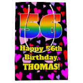 56e verjaardag: Beeldende hartenpatronen, regenboo Medium Cadeauzakje (Voorkant)