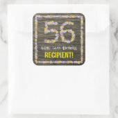 56e verjaardag: Bloemennummer, Faux Wood Look, Naa Vierkante Sticker (Tas)