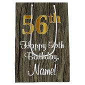 56e verjaardag: Elegant Faux Gold Look #, Faux Woo Medium Cadeauzakje (Achterkant)