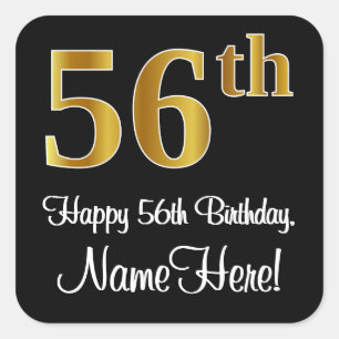 56e verjaardag - Elegant luxe Faux Gold-look # Vierkante Sticker