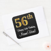 56e verjaardag - Elegante luxe Faux Gold look # Vierkante Sticker (Envelop)