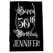 56e verjaardag: Fancy, elegant script + aangepaste Medium Cadeauzakje (Voorkant)