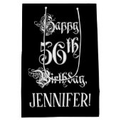 56e verjaardag: Fancy, elegant script + aangepaste Medium Cadeauzakje (Achterkant)